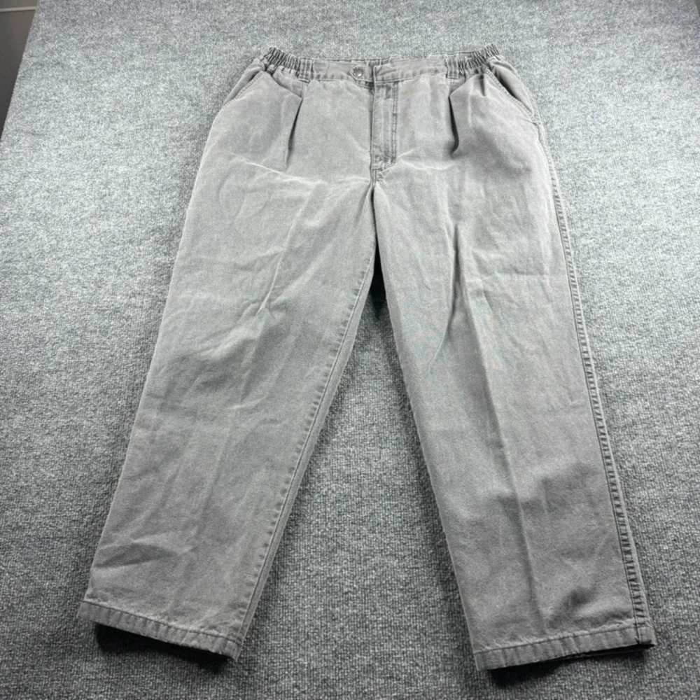 VINTAGE L.L.‎ Bean Pants Mens 34x28 Gray Pathfinder Elastic Waist G095 USA 90s